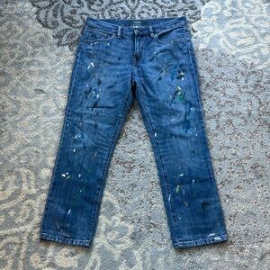 Lauren Ralph Lauren Paint Splatter Girlfriend Jeans Blue 8
